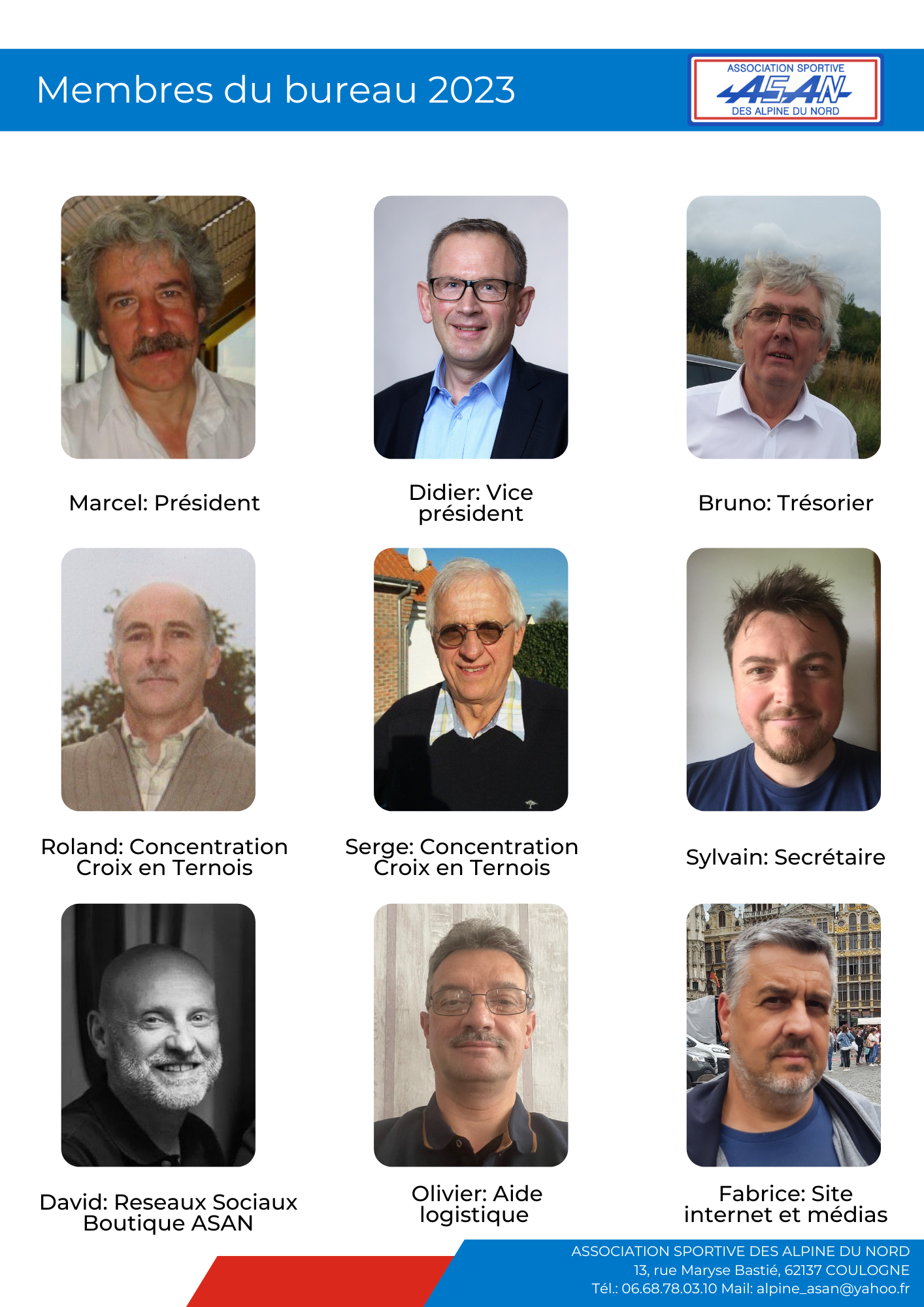 # Les membres du Bureau – Association sportive des Alpine du Nord